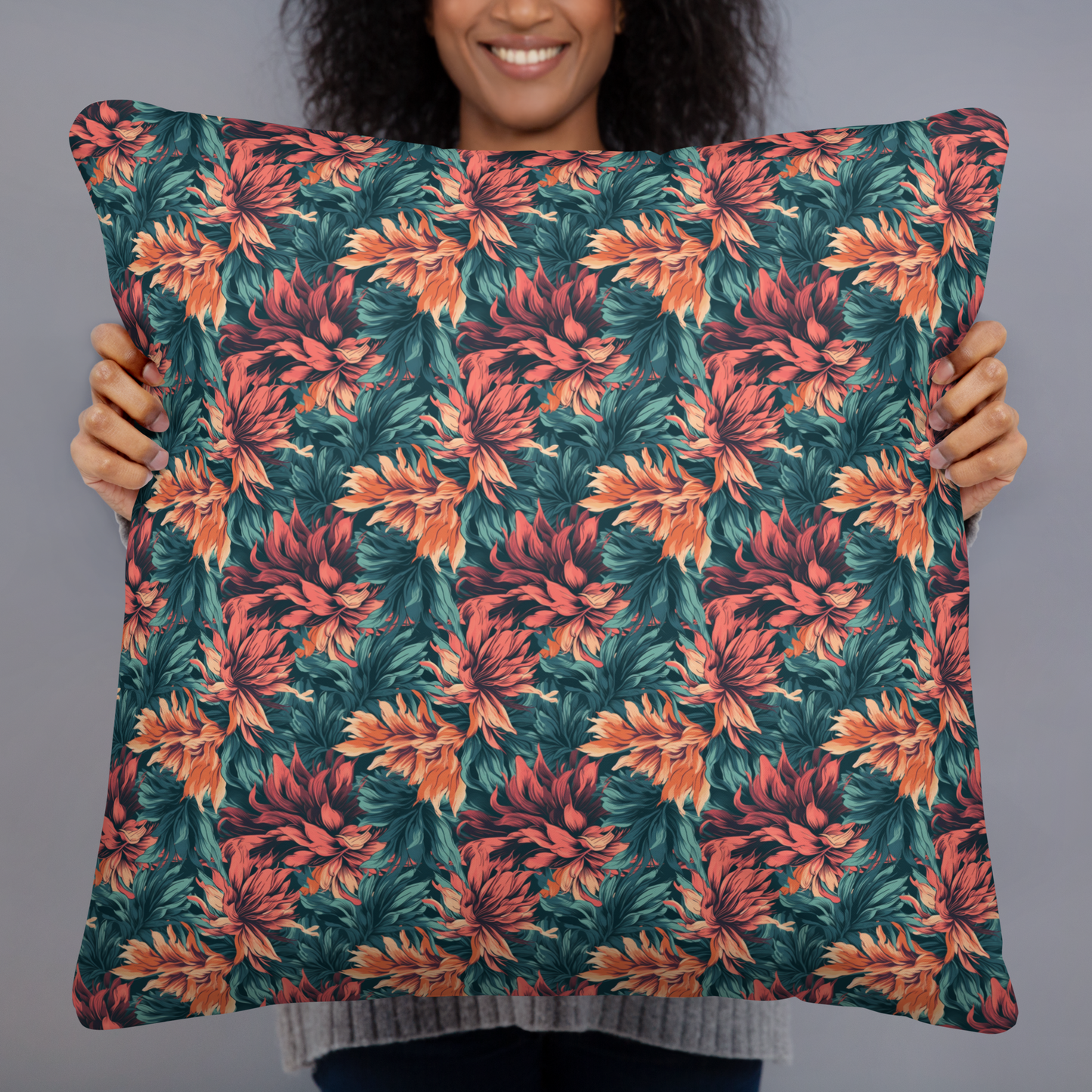 Floral brush-stroke pattern Basic Pillow