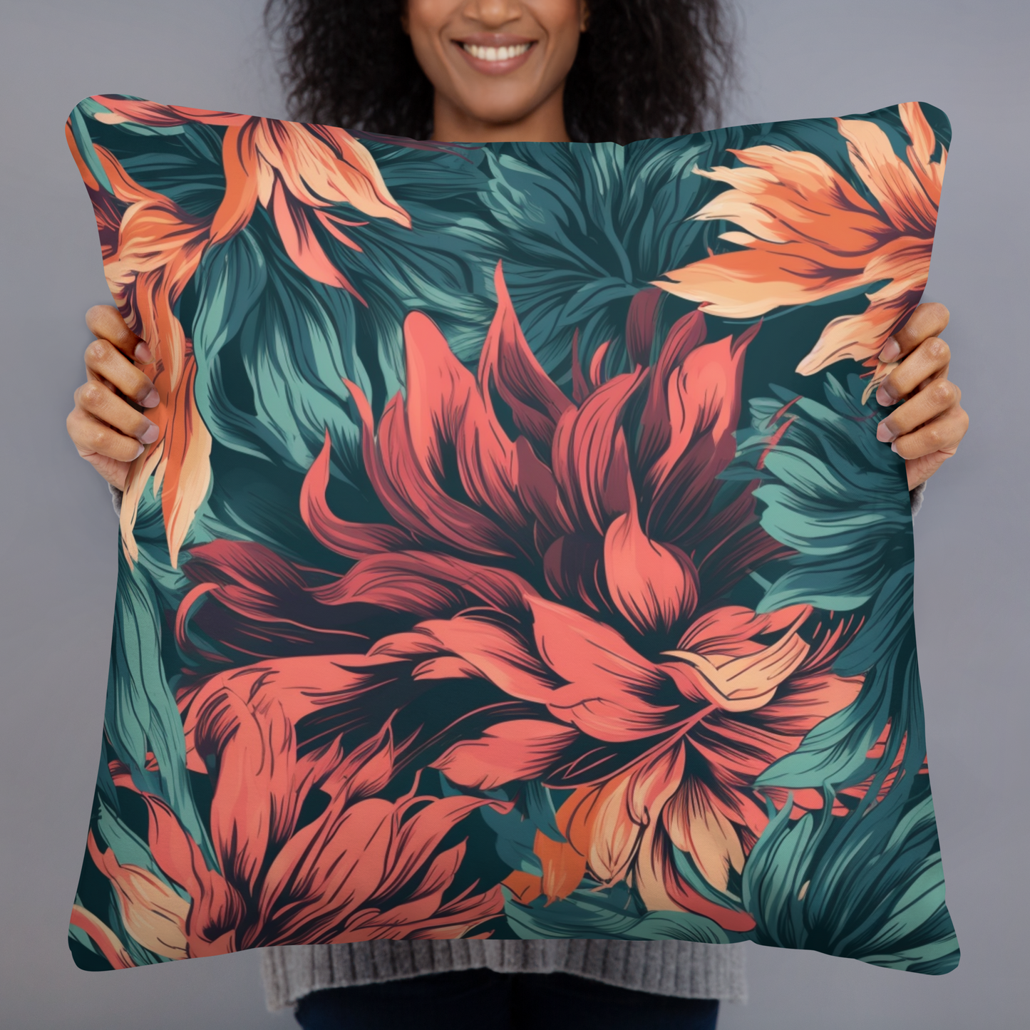 Floral brush-stroke pattern Basic Pillow