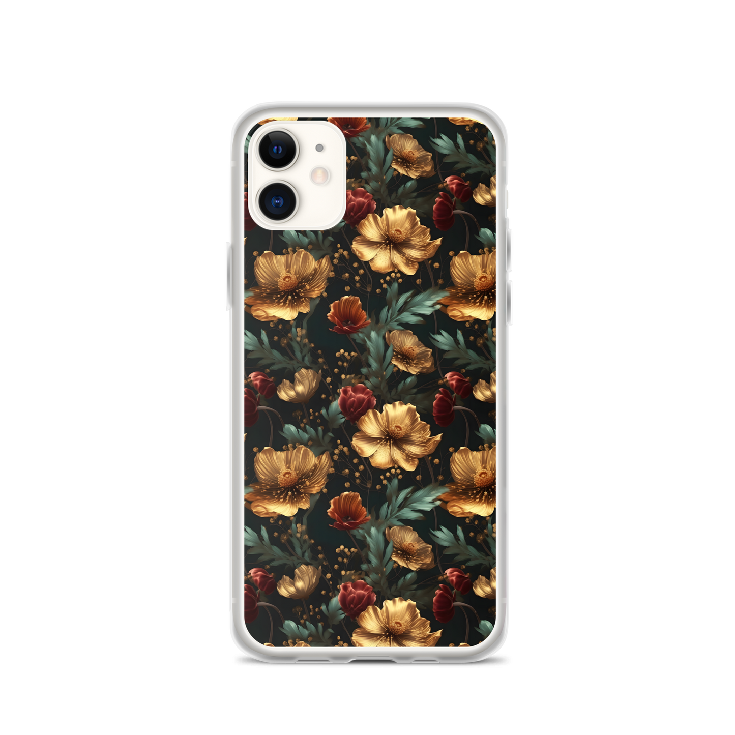 Golden & Red elegant Floral Pattern Clear Case for iPhone®