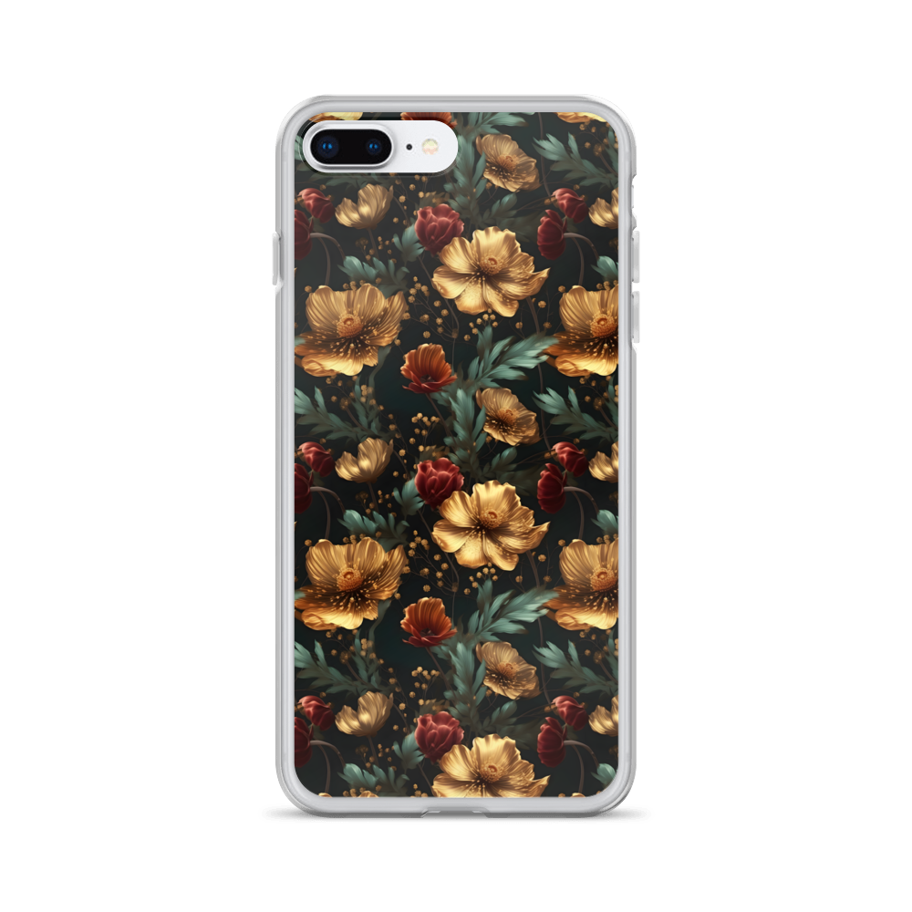 Golden & Red elegant Floral Pattern Clear Case for iPhone®