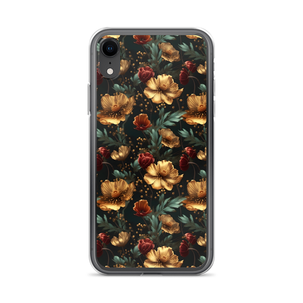 Golden & Red elegant Floral Pattern Clear Case for iPhone®