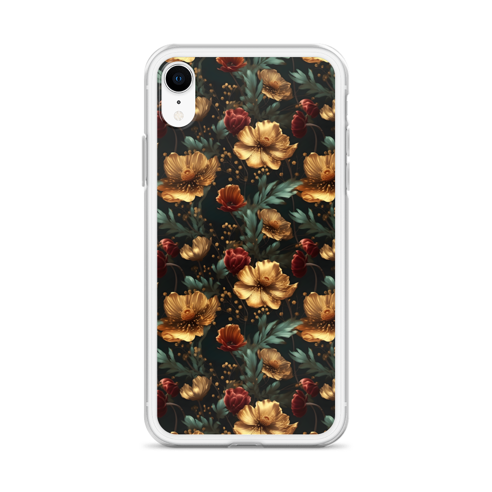 Golden & Red elegant Floral Pattern Clear Case for iPhone®