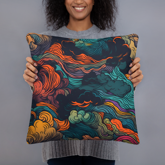 Abstract Neon Clouds Pattern Pillow