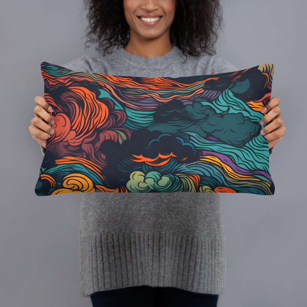 Abstract Neon Clouds Pattern Pillow