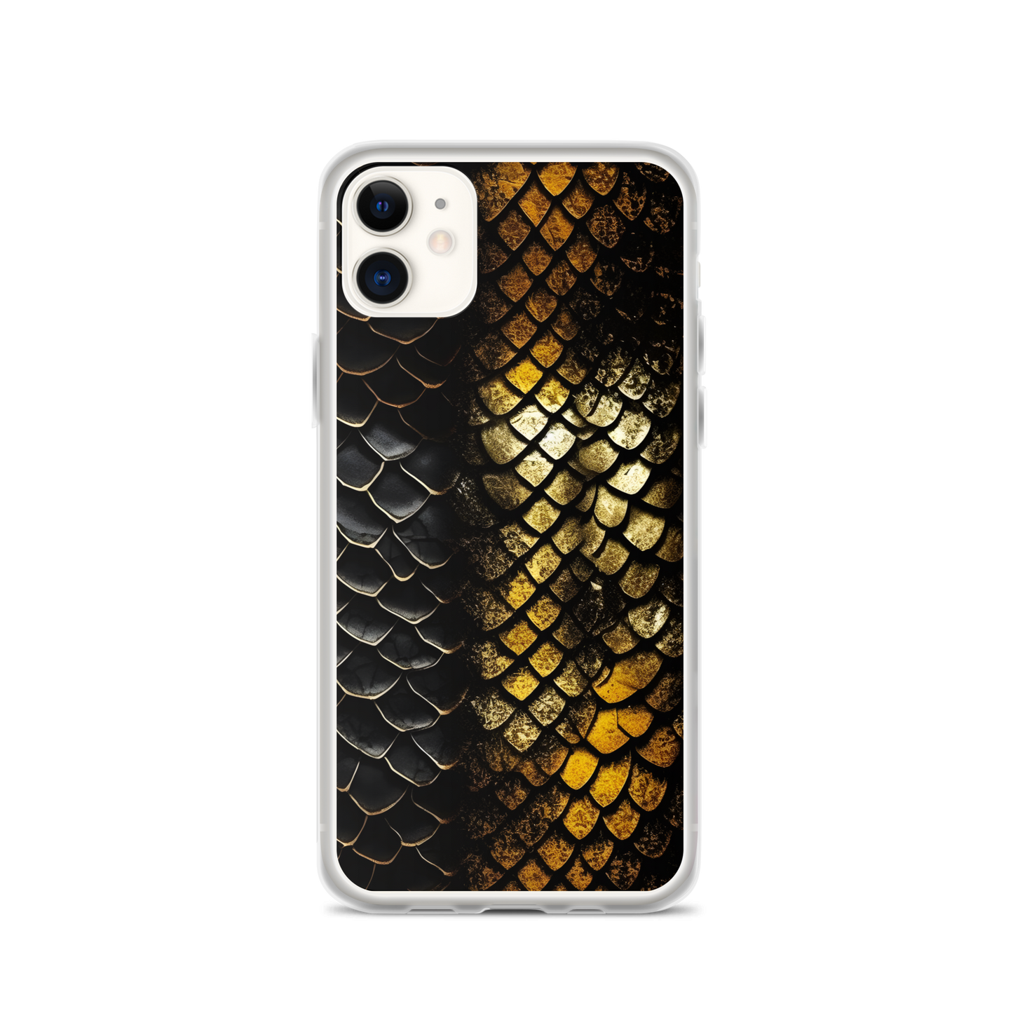 Elegant Black&Golden Snake Leather Pattern Clear Case for iPhone®