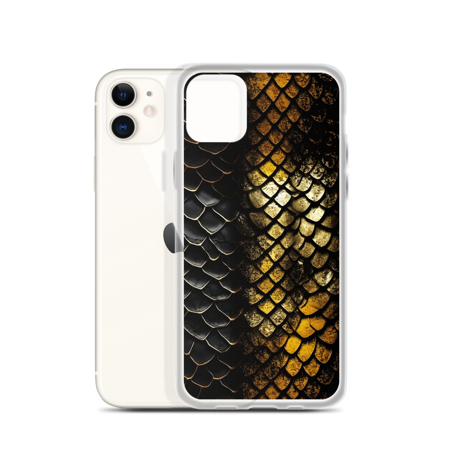 Elegant Black&Golden Snake Leather Pattern Clear Case for iPhone®