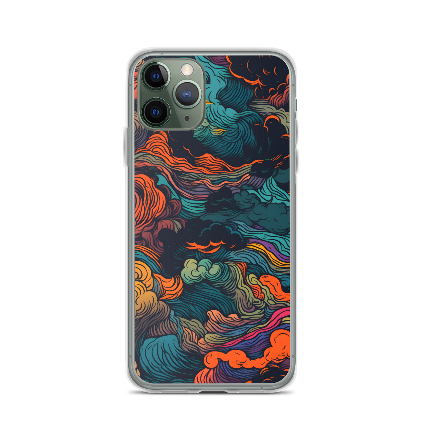 Abstract Neon Clouds Pattern Clear Case for iPhone®