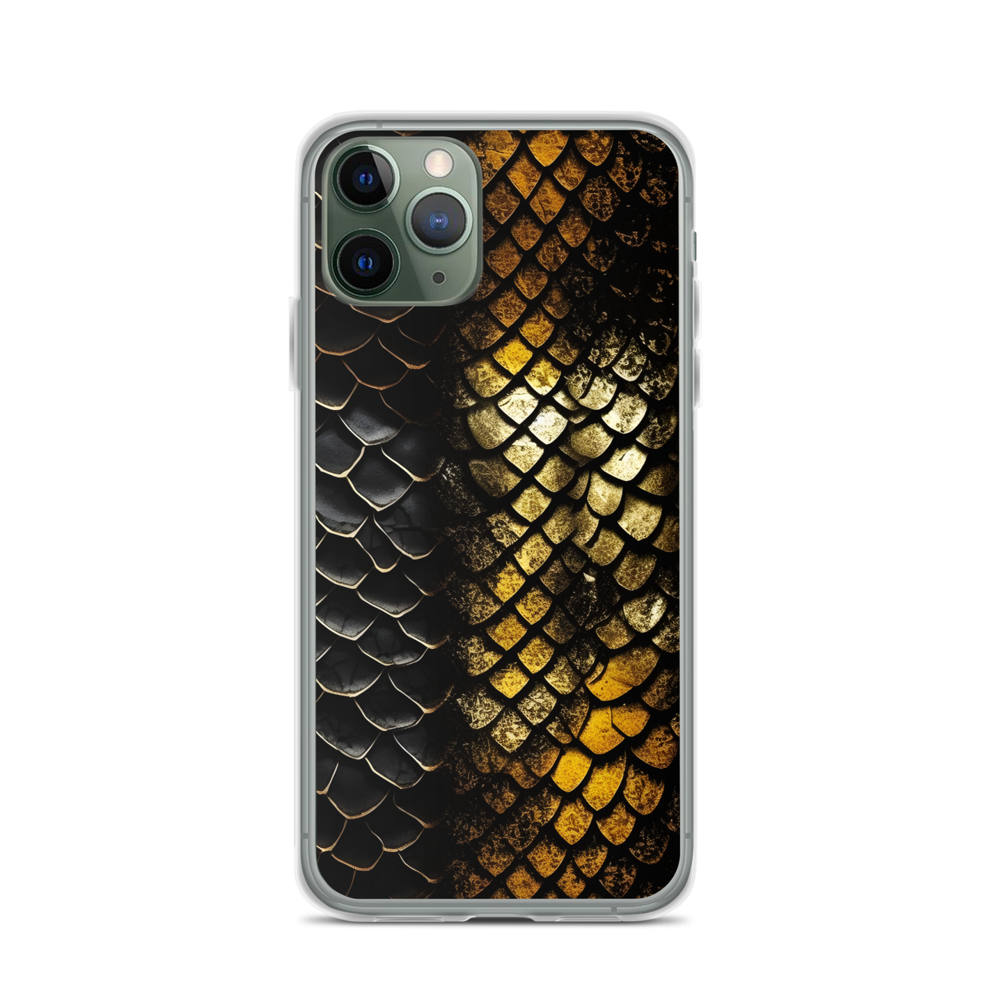 Elegant Black&Golden Snake Leather Pattern Clear Case for iPhone®