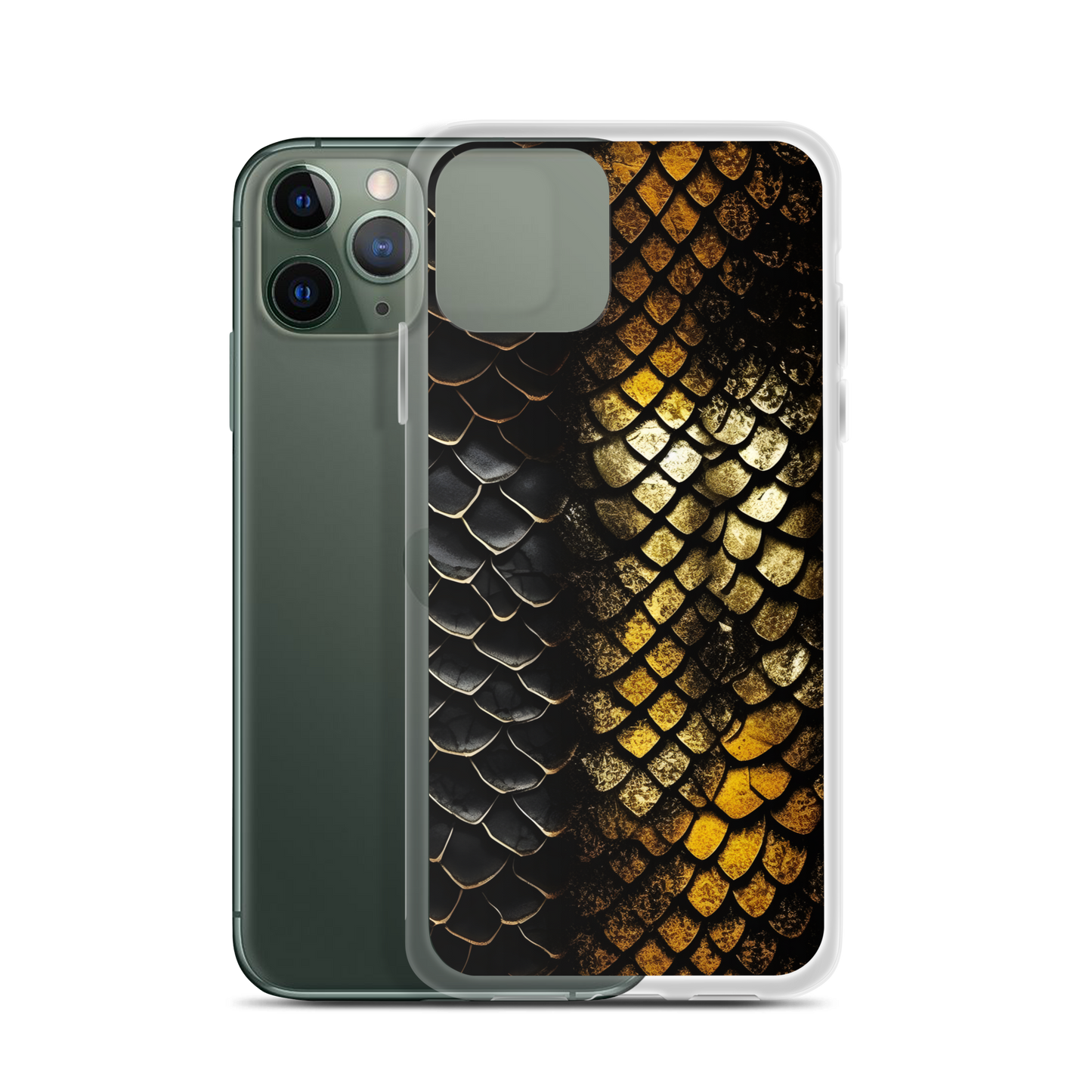 Elegant Black&Golden Snake Leather Pattern Clear Case for iPhone®