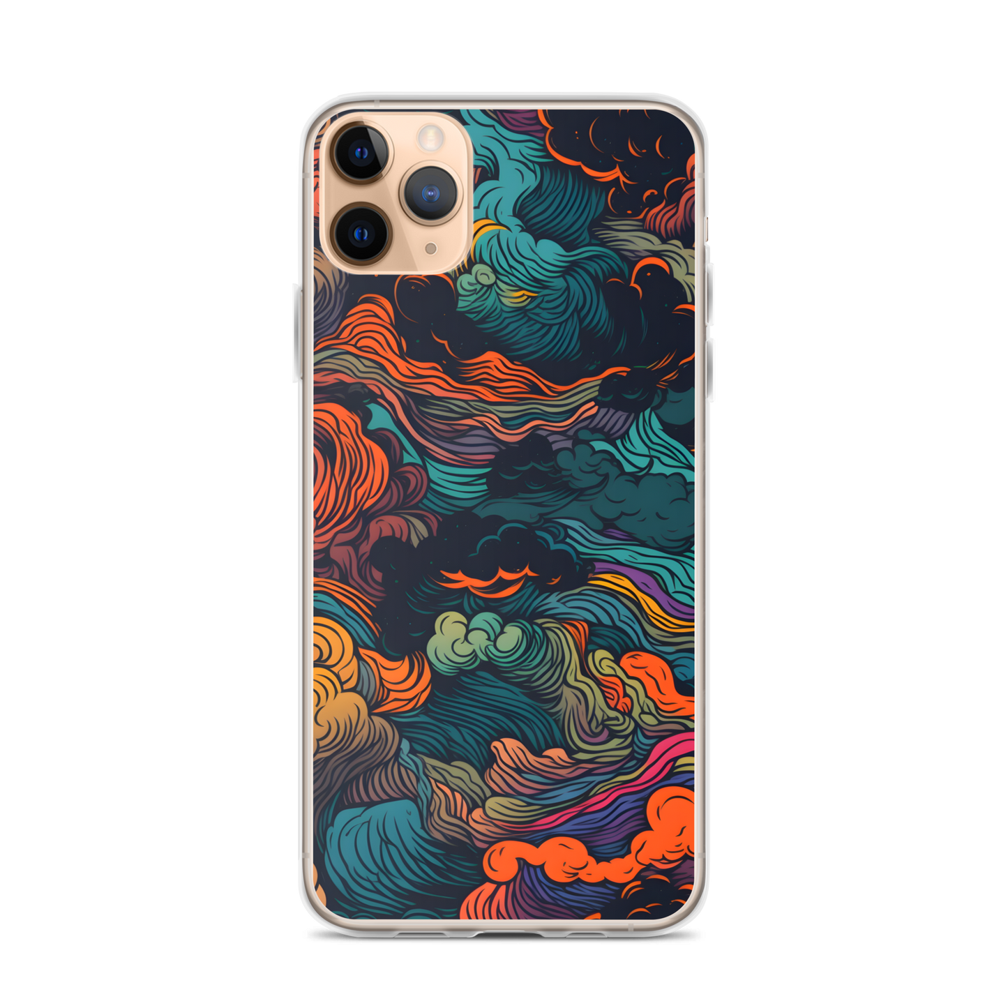 Abstract Neon Clouds Pattern Clear Case for iPhone®