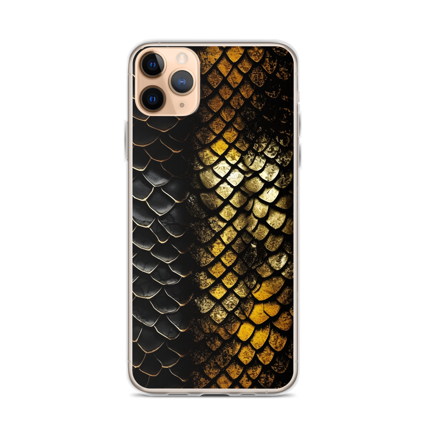 Elegant Black&Golden Snake Leather Pattern Clear Case for iPhone®