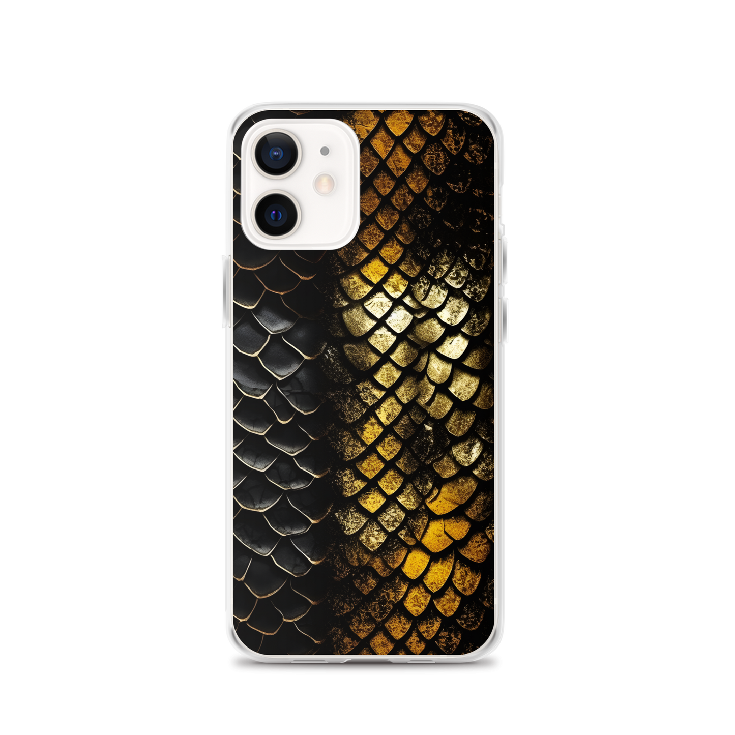 Elegant Black&Golden Snake Leather Pattern Clear Case for iPhone®