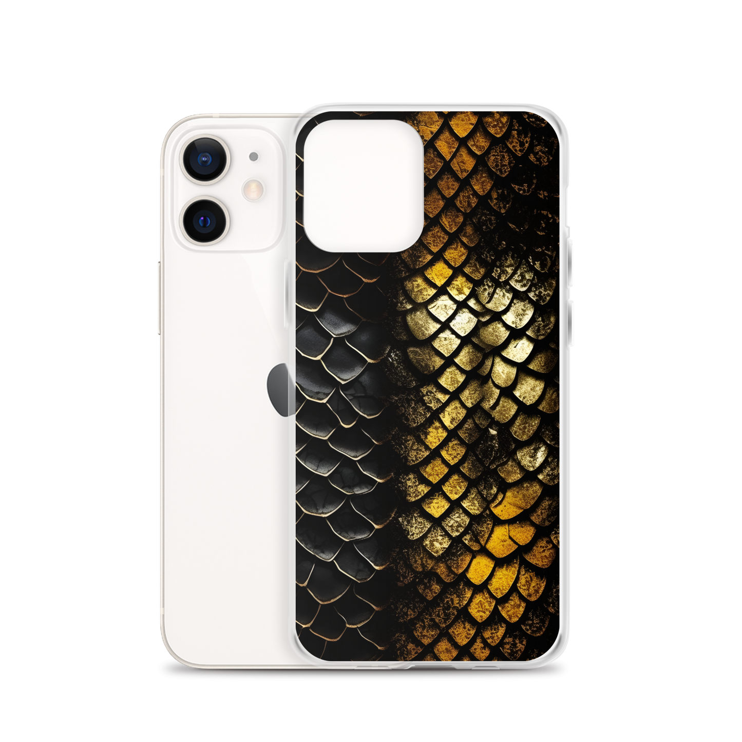 Elegant Black&Golden Snake Leather Pattern Clear Case for iPhone®