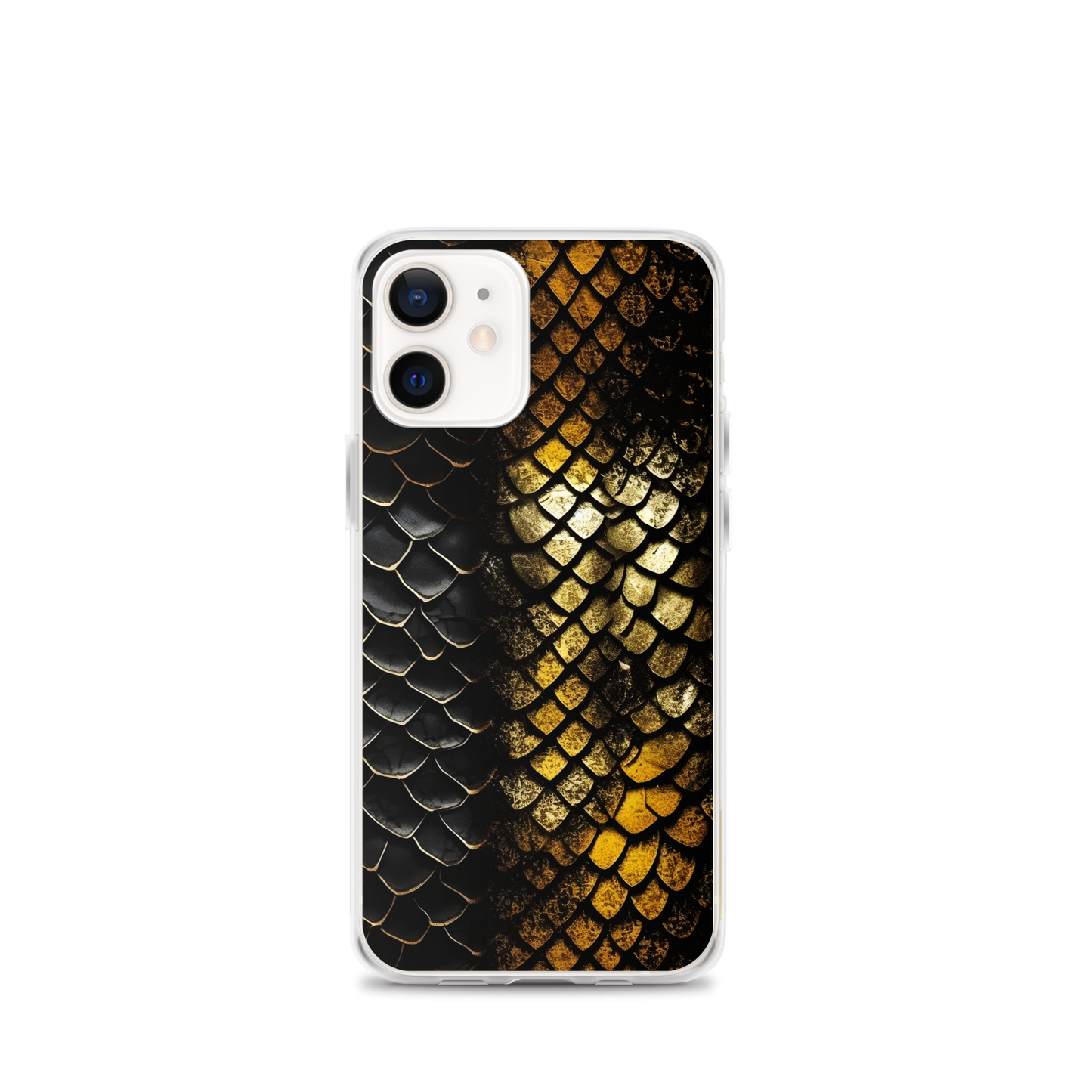 Elegant Black&Golden Snake Leather Pattern Clear Case for iPhone®