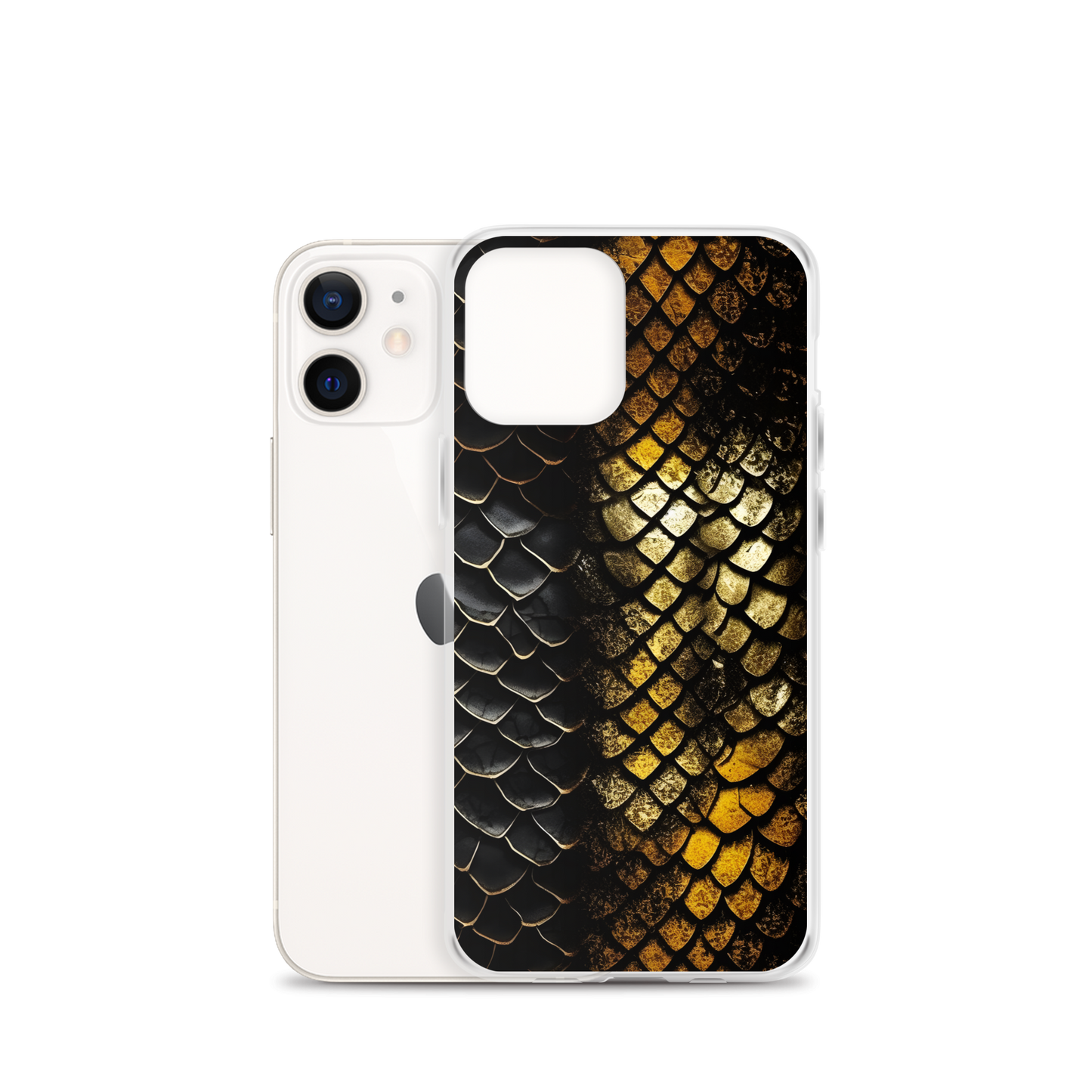 Elegant Black&Golden Snake Leather Pattern Clear Case for iPhone®