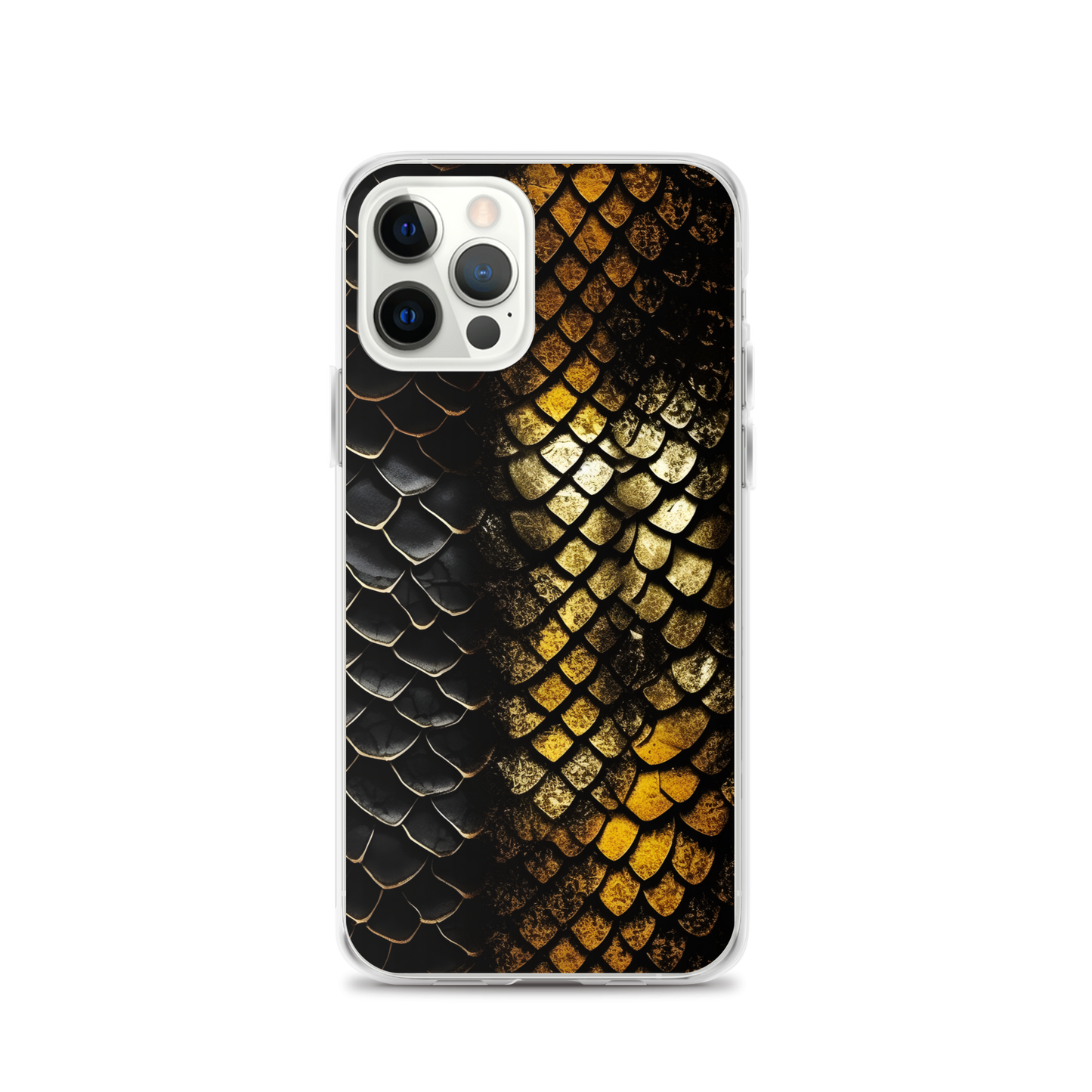 Elegant Black&Golden Snake Leather Pattern Clear Case for iPhone®