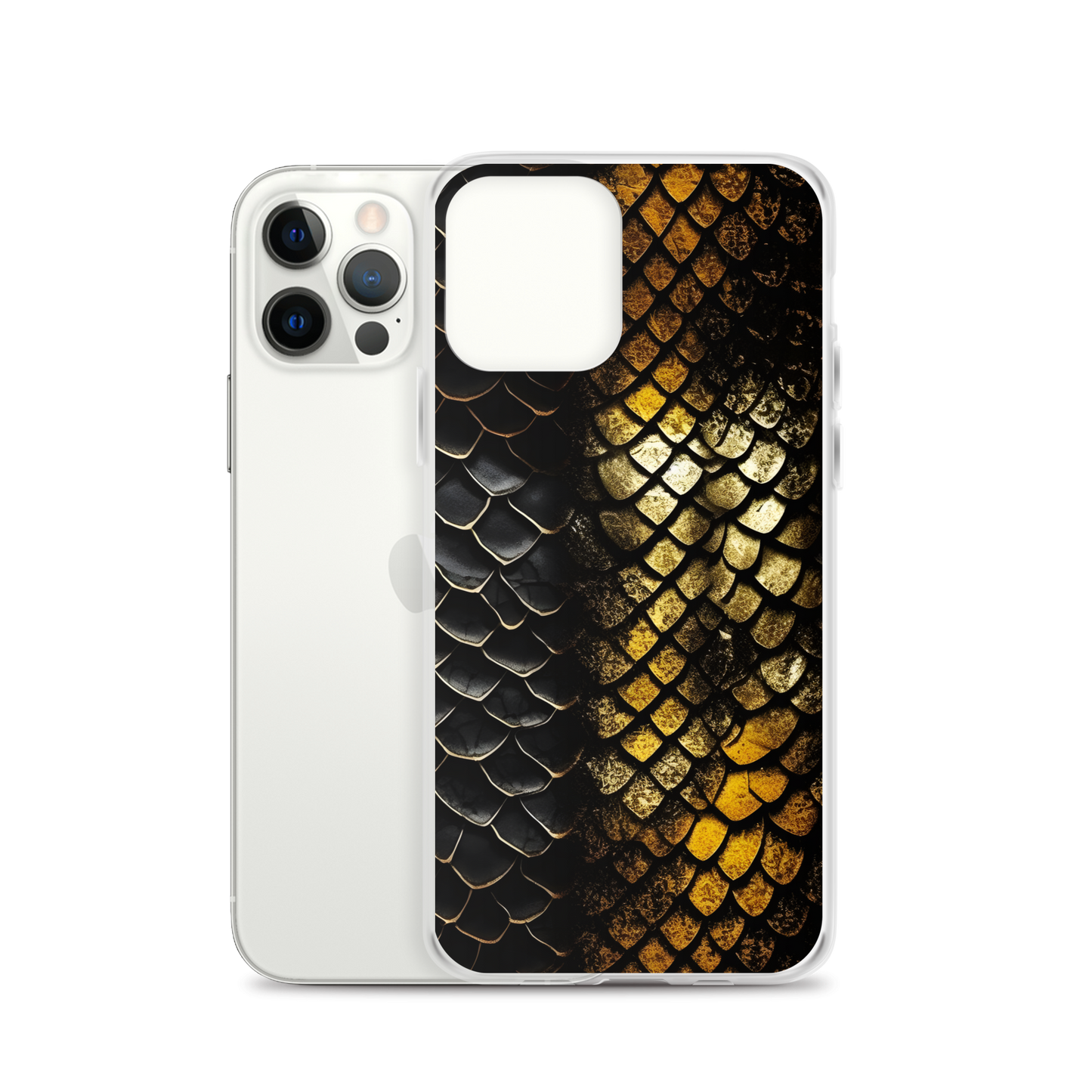 Elegant Black&Golden Snake Leather Pattern Clear Case for iPhone®