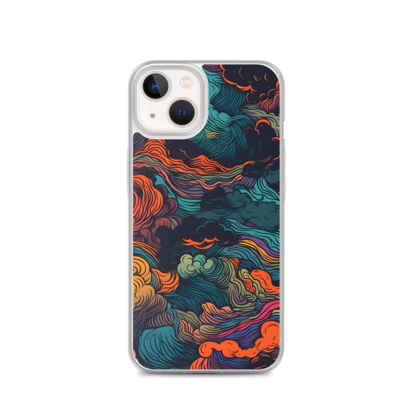 Abstract Neon Clouds Pattern Clear Case for iPhone®