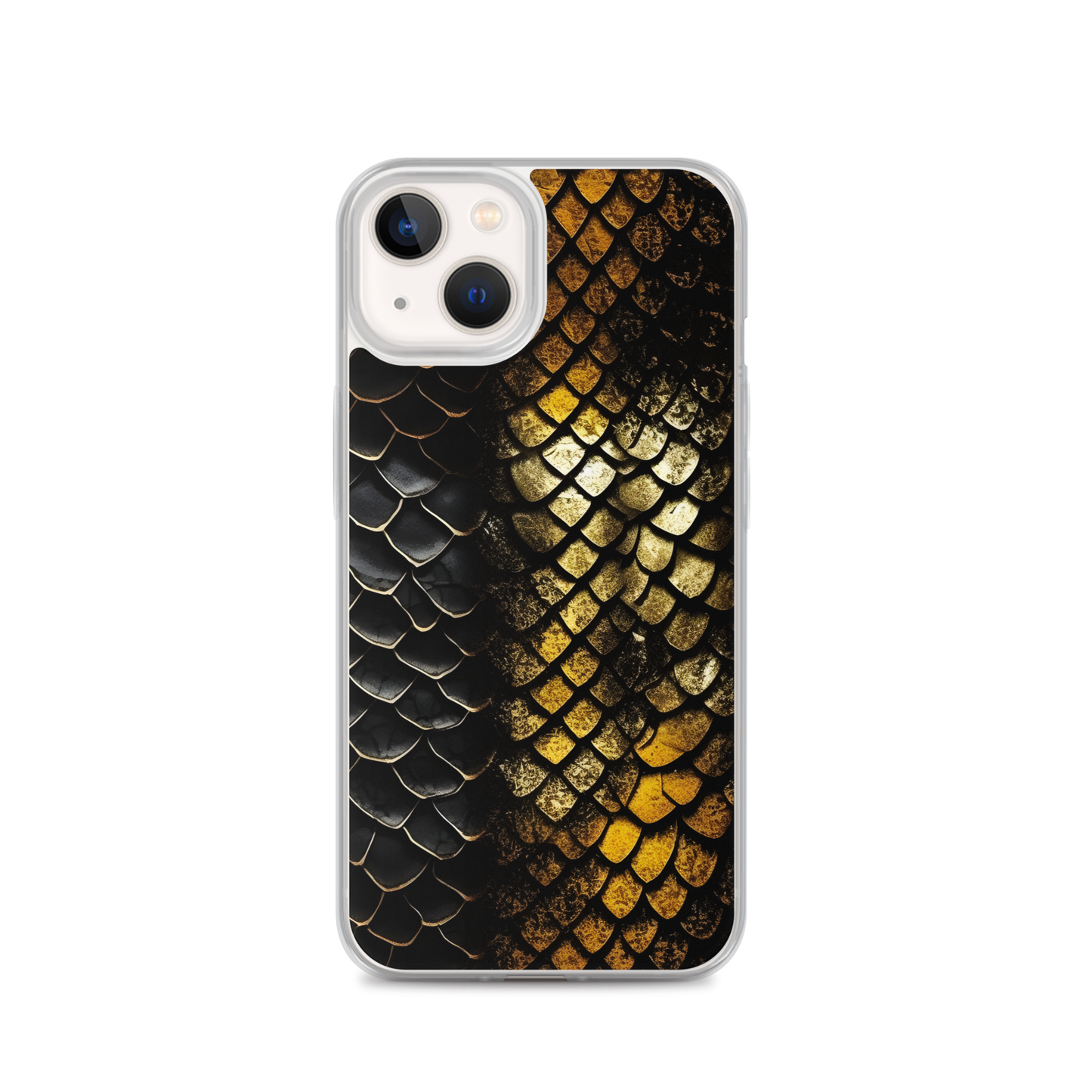 Elegant Black&Golden Snake Leather Pattern Clear Case for iPhone®