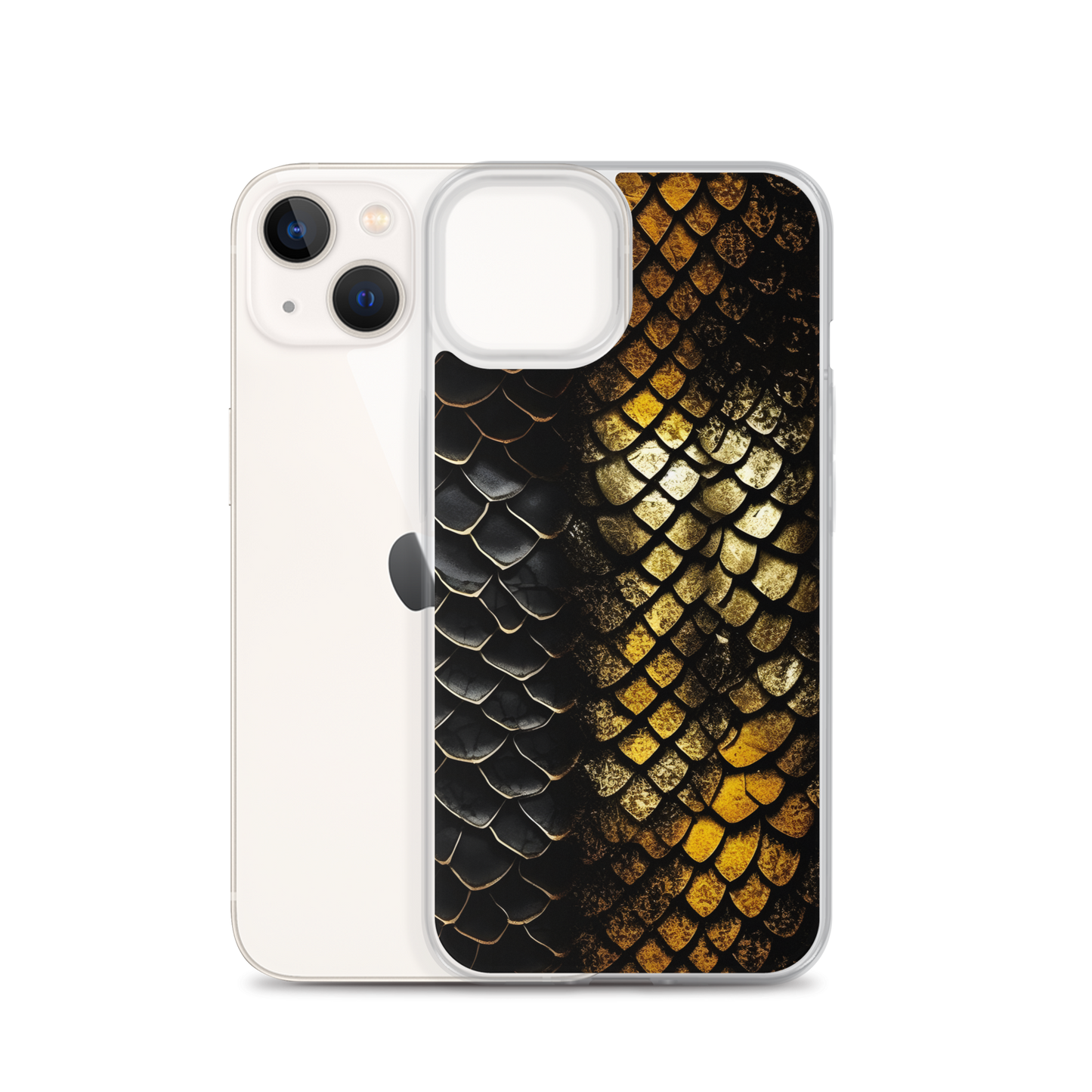 Elegant Black&Golden Snake Leather Pattern Clear Case for iPhone®