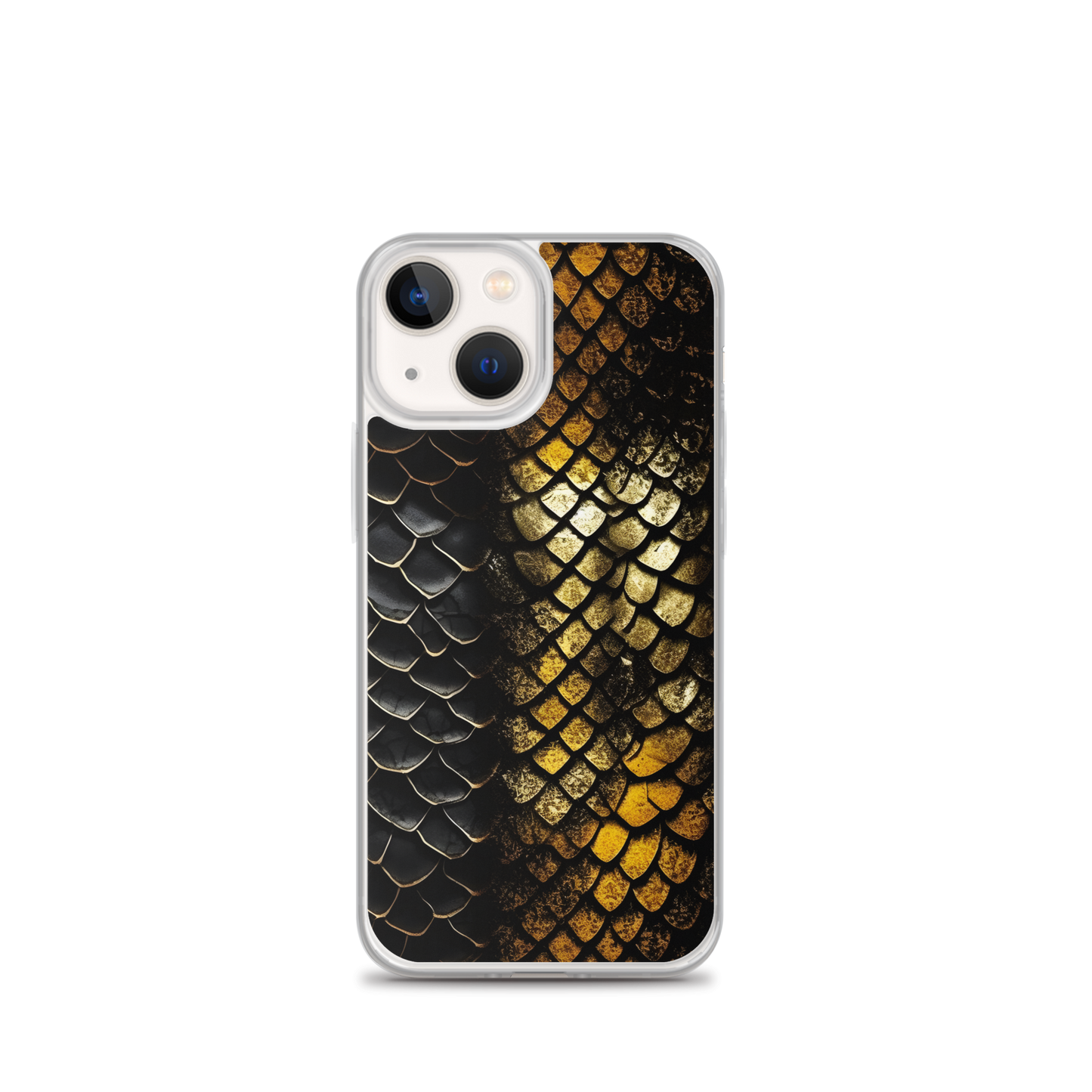 Elegant Black&Golden Snake Leather Pattern Clear Case for iPhone®