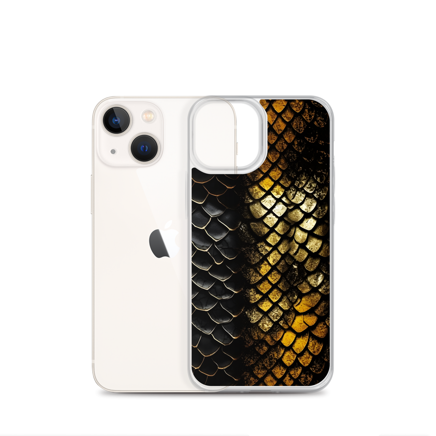 Elegant Black&Golden Snake Leather Pattern Clear Case for iPhone®