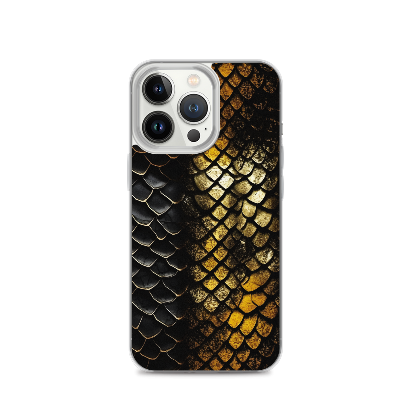 Elegant Black&Golden Snake Leather Pattern Clear Case for iPhone®