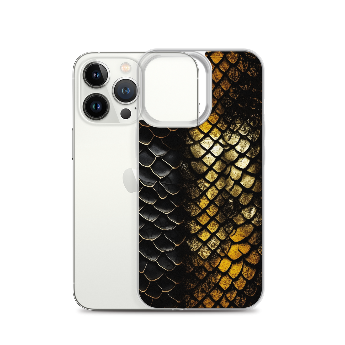 Elegant Black&Golden Snake Leather Pattern Clear Case for iPhone®