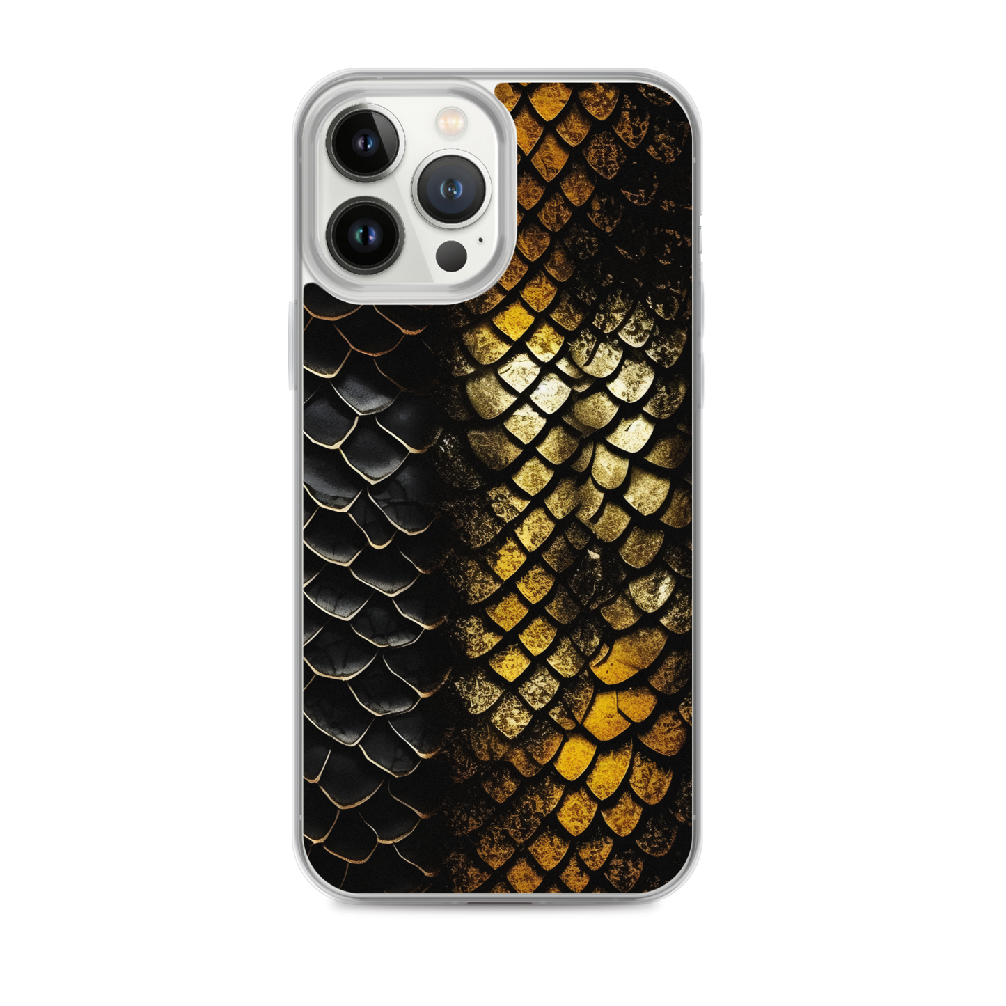 Elegant Black&Golden Snake Leather Pattern Clear Case for iPhone®