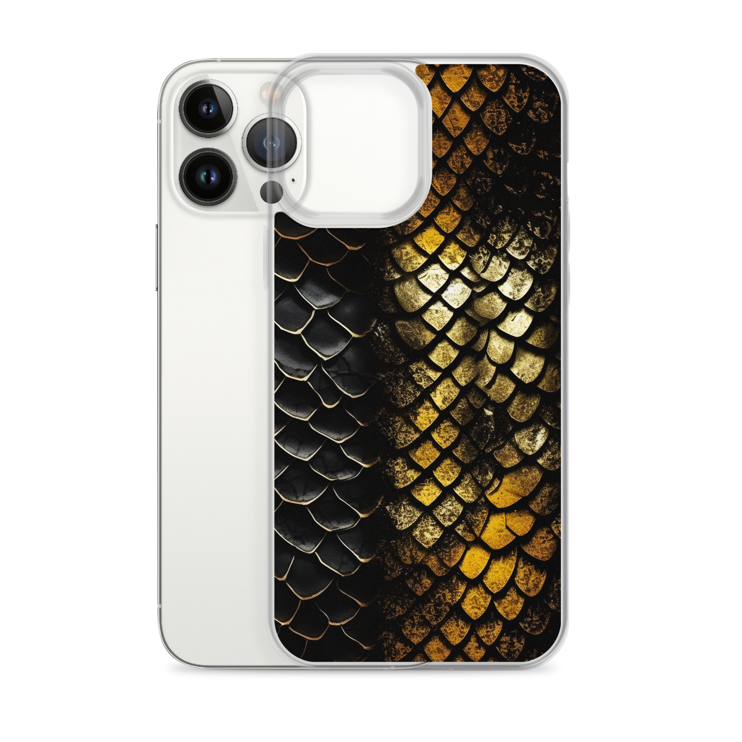 Elegant Black&Golden Snake Leather Pattern Clear Case for iPhone®