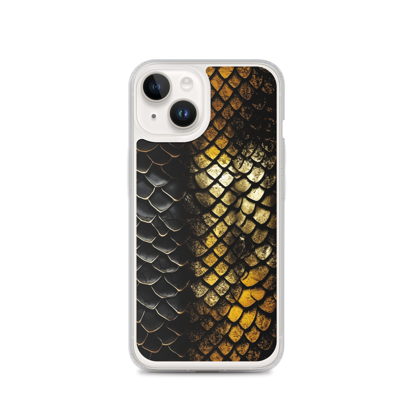 Elegant Black&Golden Snake Leather Pattern Clear Case for iPhone®