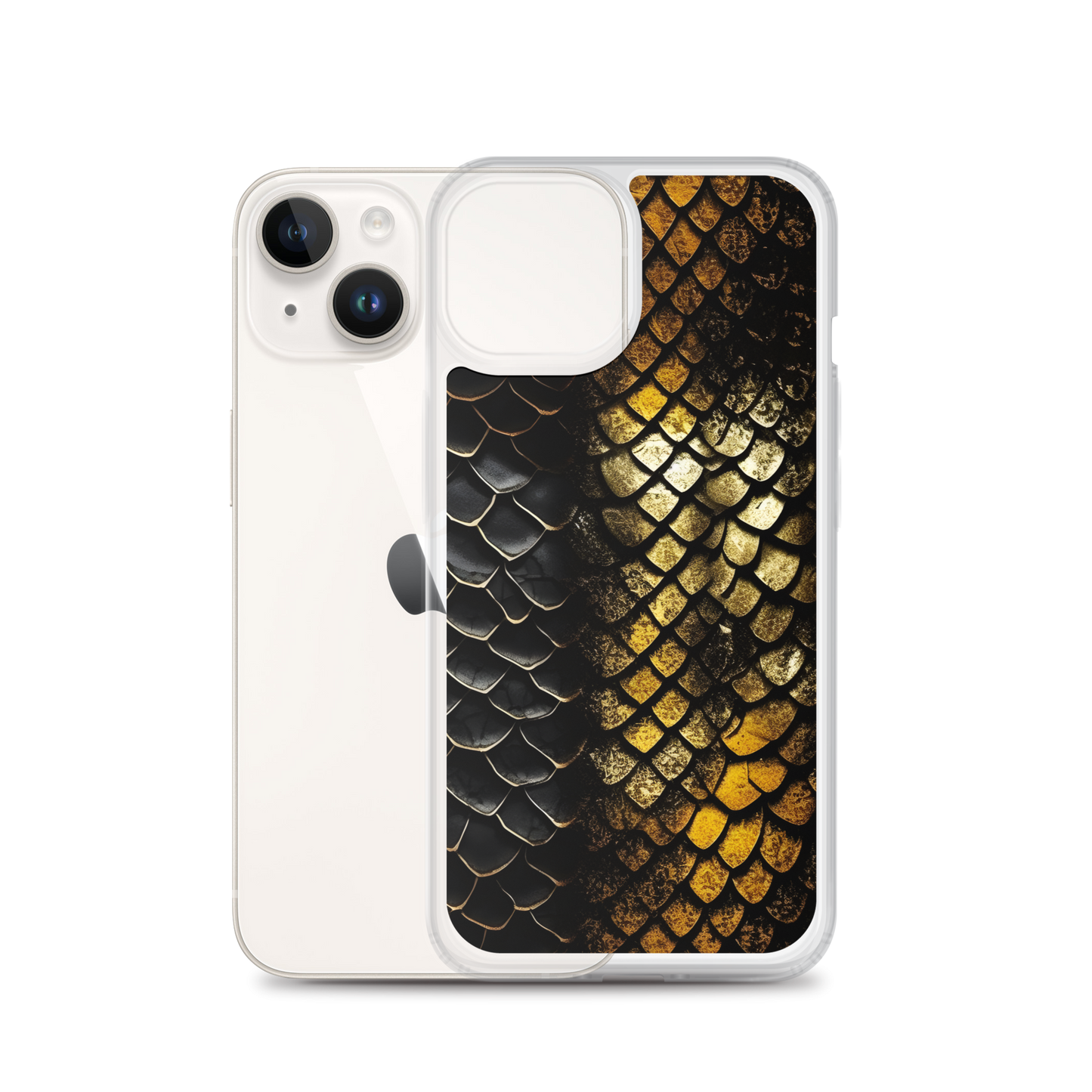 Elegant Black&Golden Snake Leather Pattern Clear Case for iPhone®