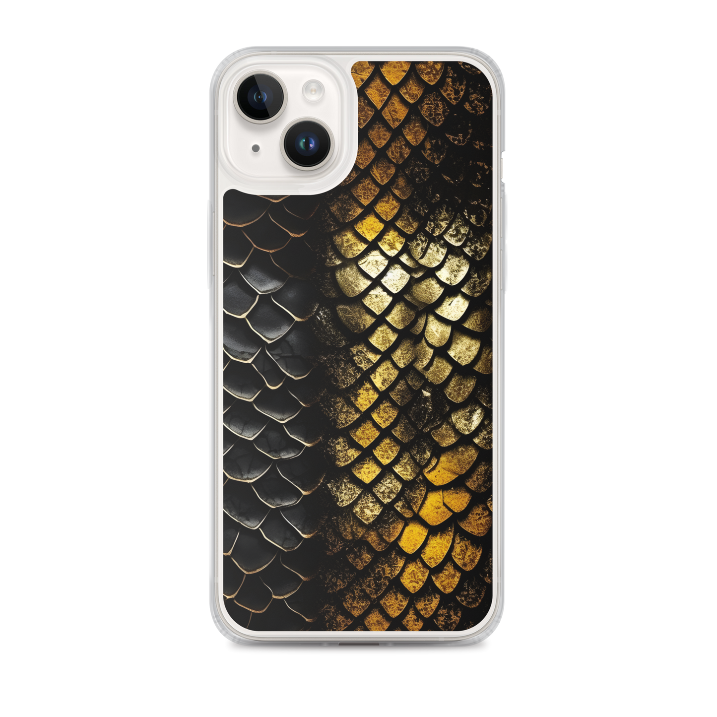 Elegant Black&Golden Snake Leather Pattern Clear Case for iPhone®