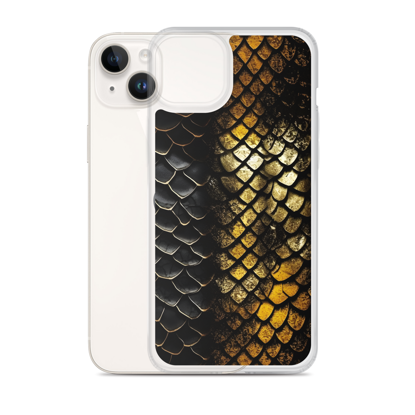 Elegant Black&Golden Snake Leather Pattern Clear Case for iPhone®