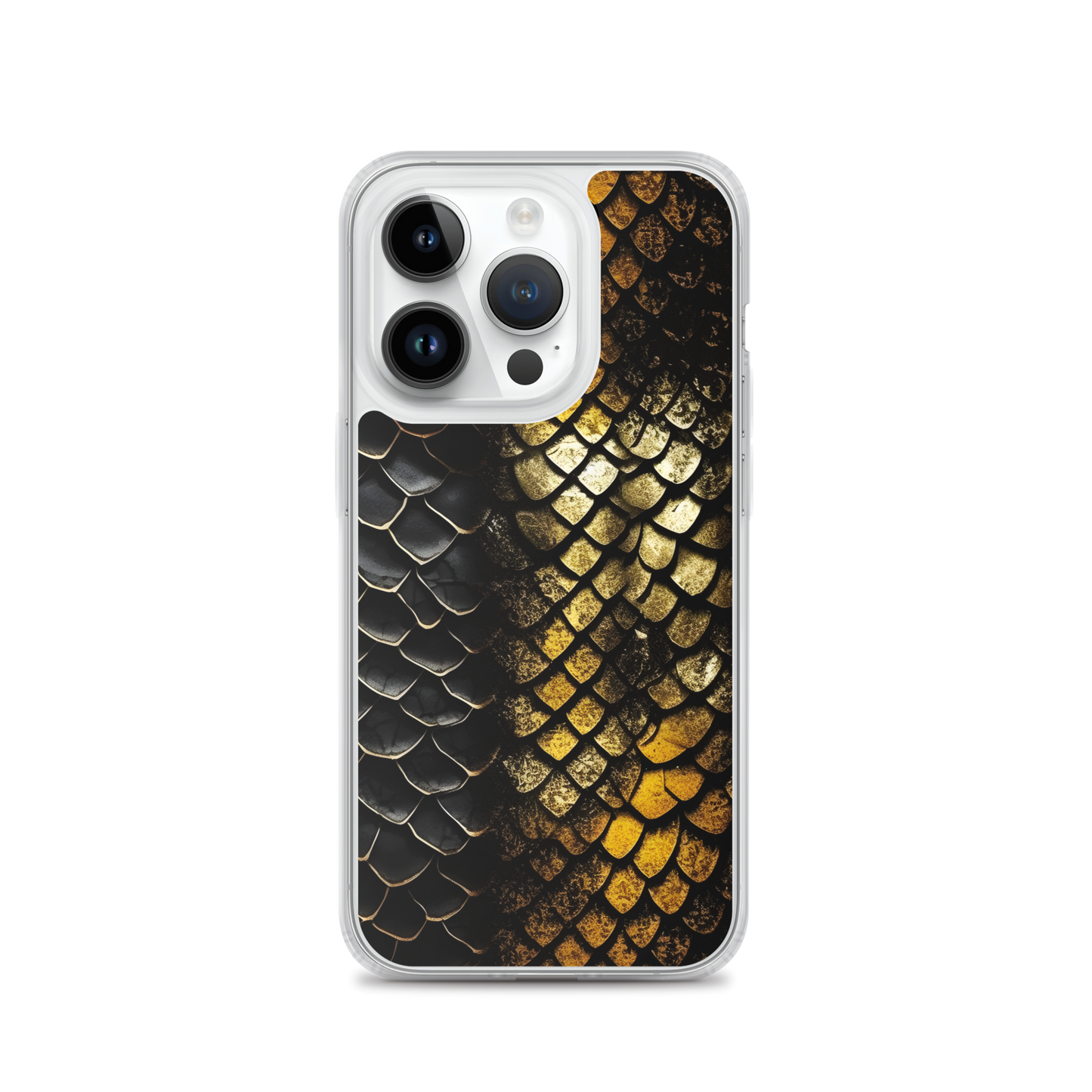 Elegant Black&Golden Snake Leather Pattern Clear Case for iPhone®