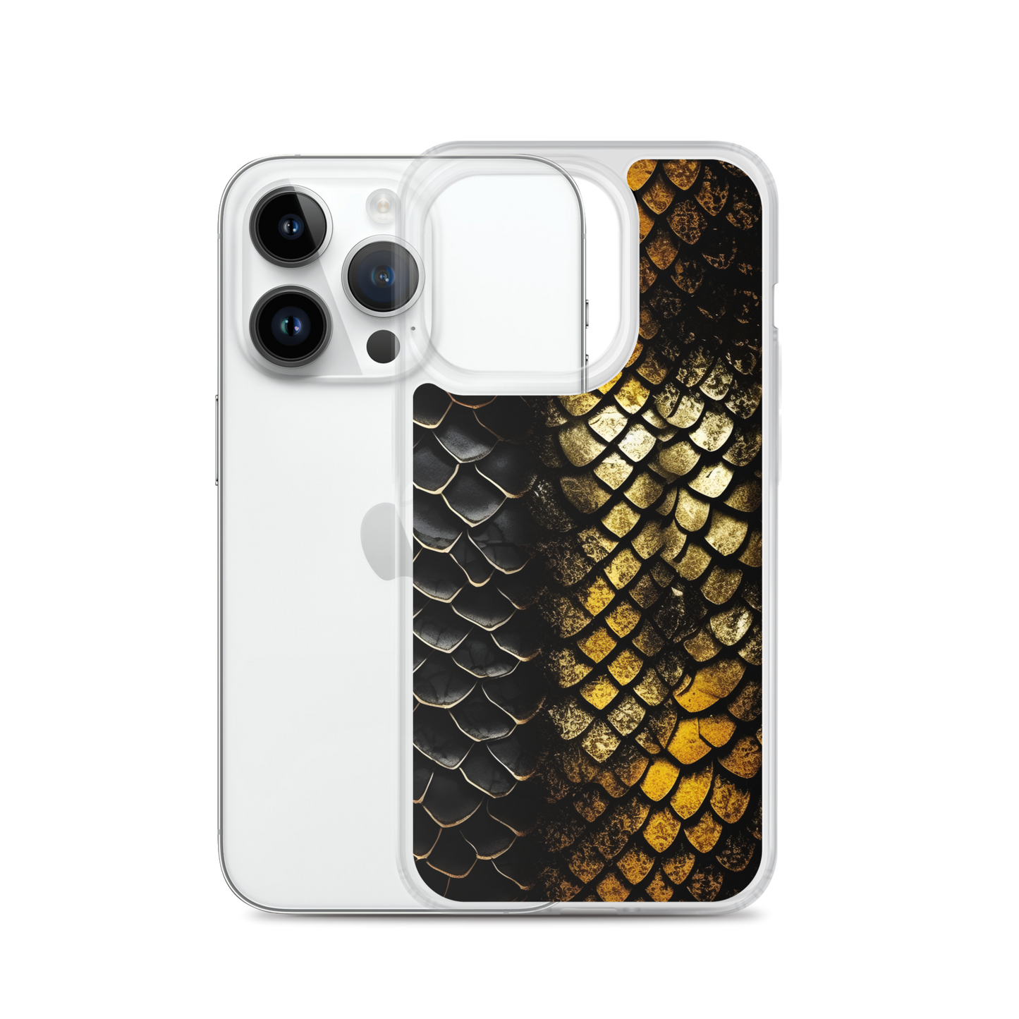 Elegant Black&Golden Snake Leather Pattern Clear Case for iPhone®