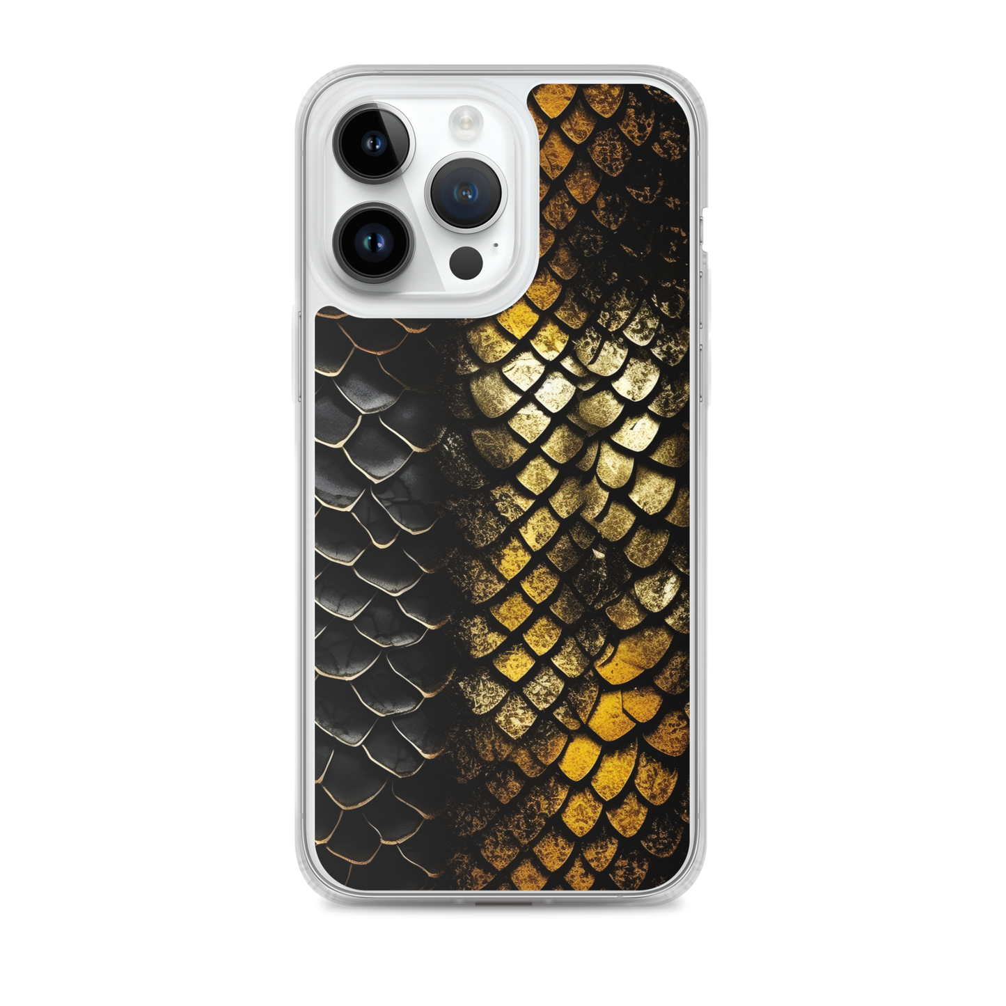 Elegant Black&Golden Snake Leather Pattern Clear Case for iPhone®