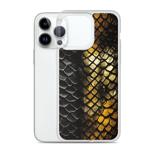 Elegant Black&Golden Snake Leather Pattern Clear Case for iPhone®