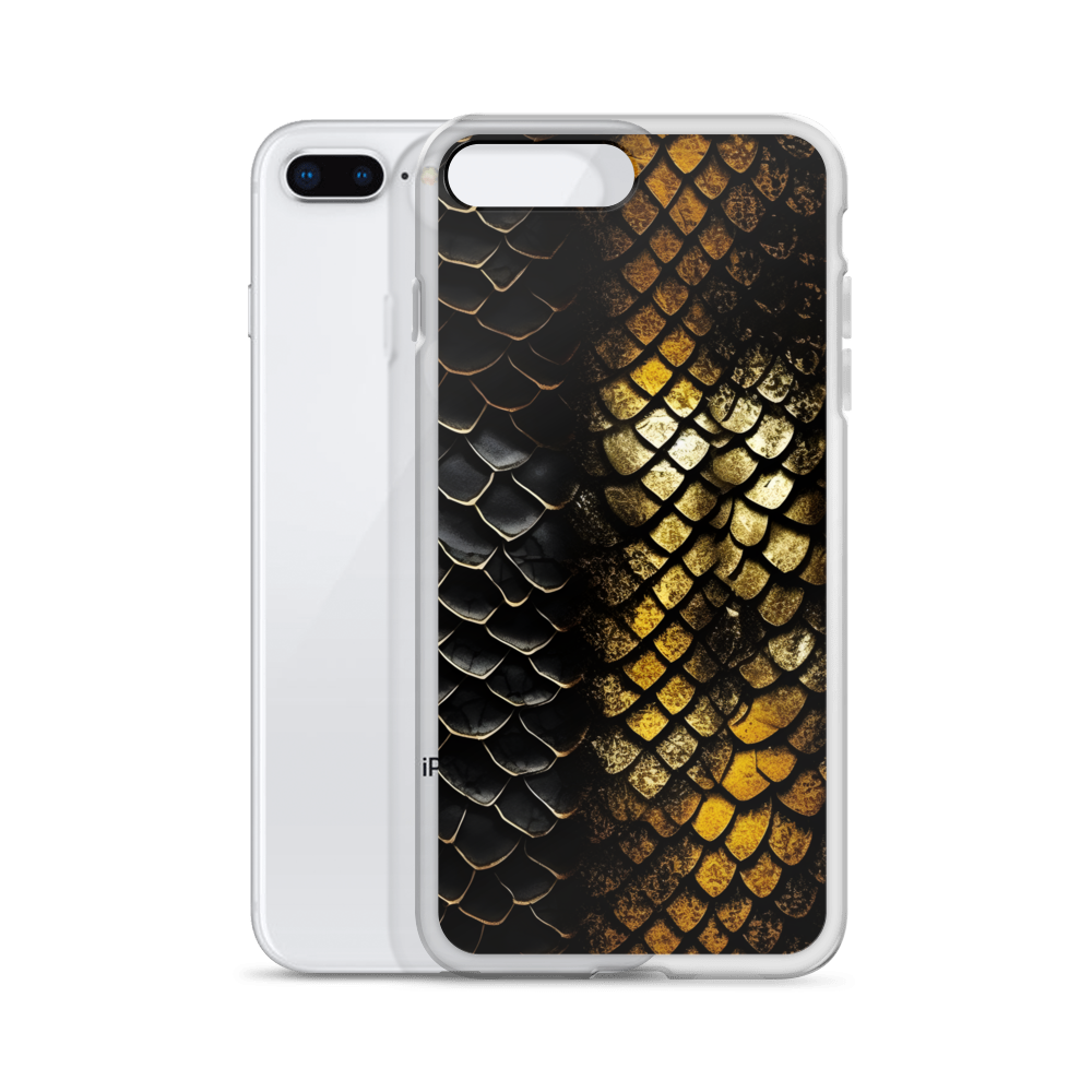 Elegant Black&Golden Snake Leather Pattern Clear Case for iPhone®