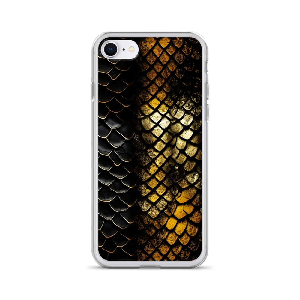 Elegant Black&Golden Snake Leather Pattern Clear Case for iPhone®