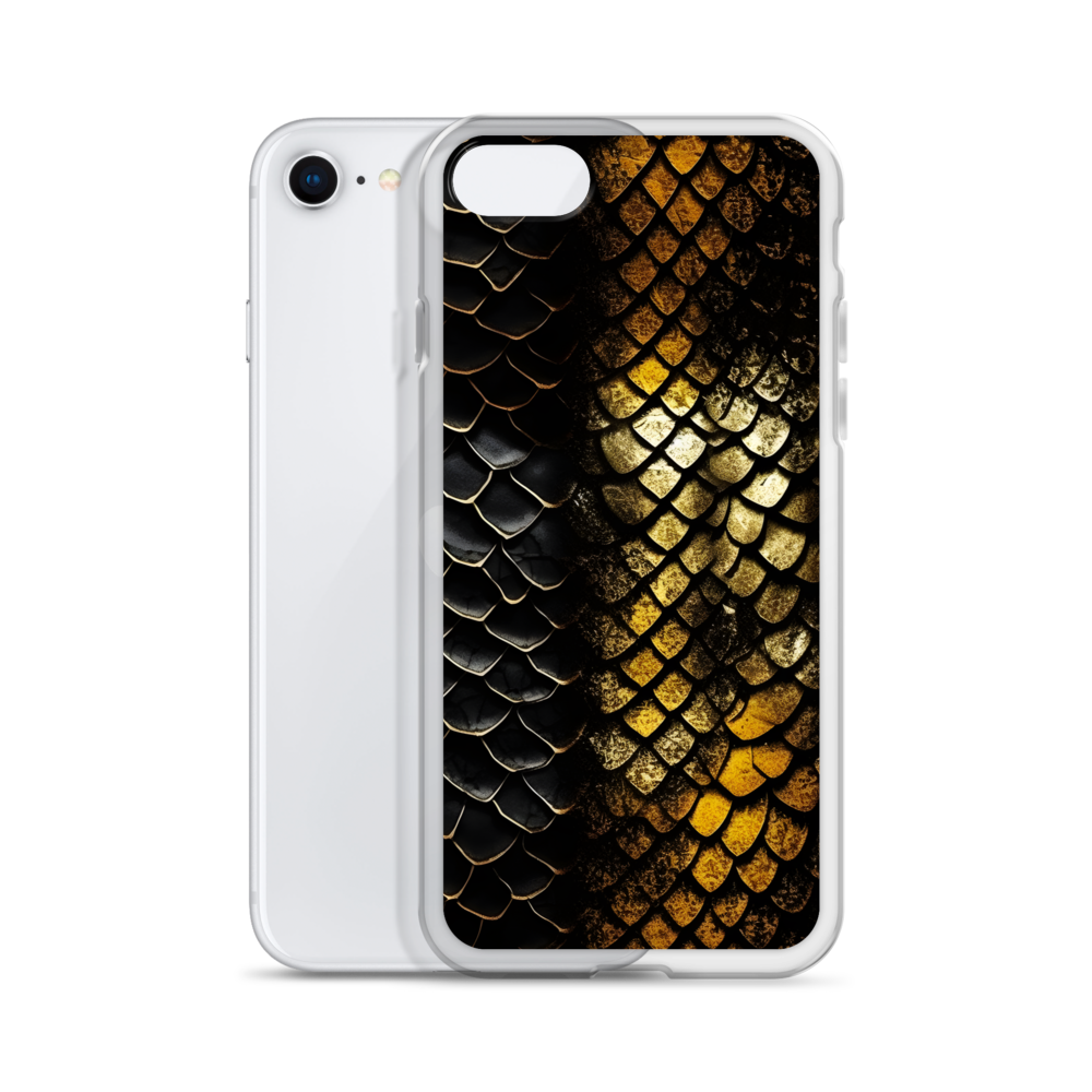 Elegant Black&Golden Snake Leather Pattern Clear Case for iPhone®