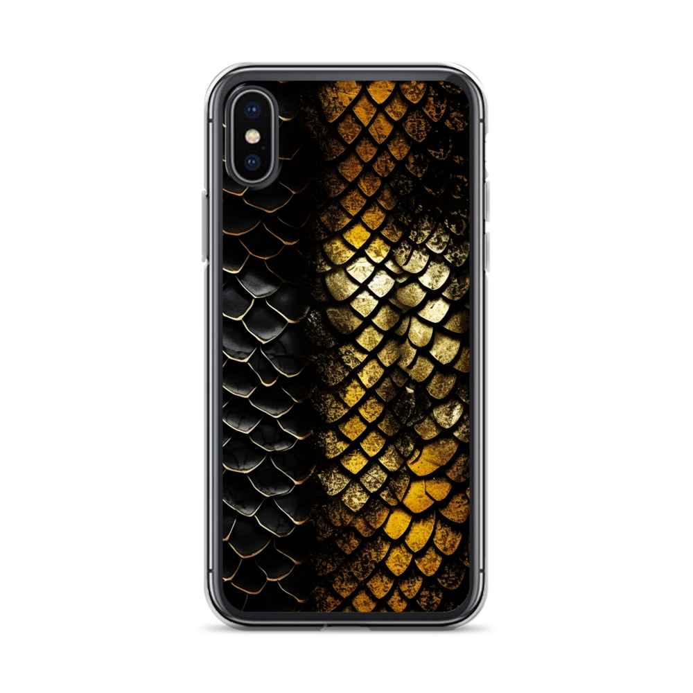 Elegant Black&Golden Snake Leather Pattern Clear Case for iPhone®