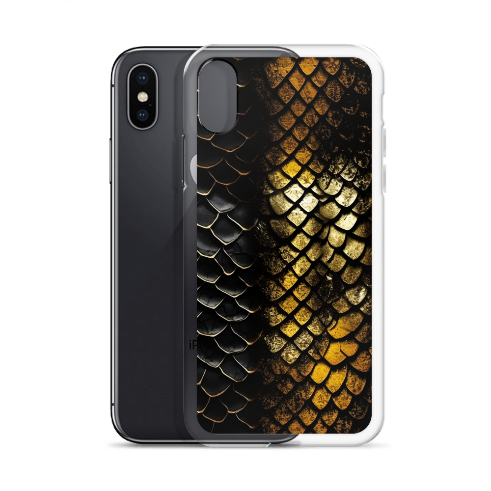 Elegant Black&Golden Snake Leather Pattern Clear Case for iPhone®