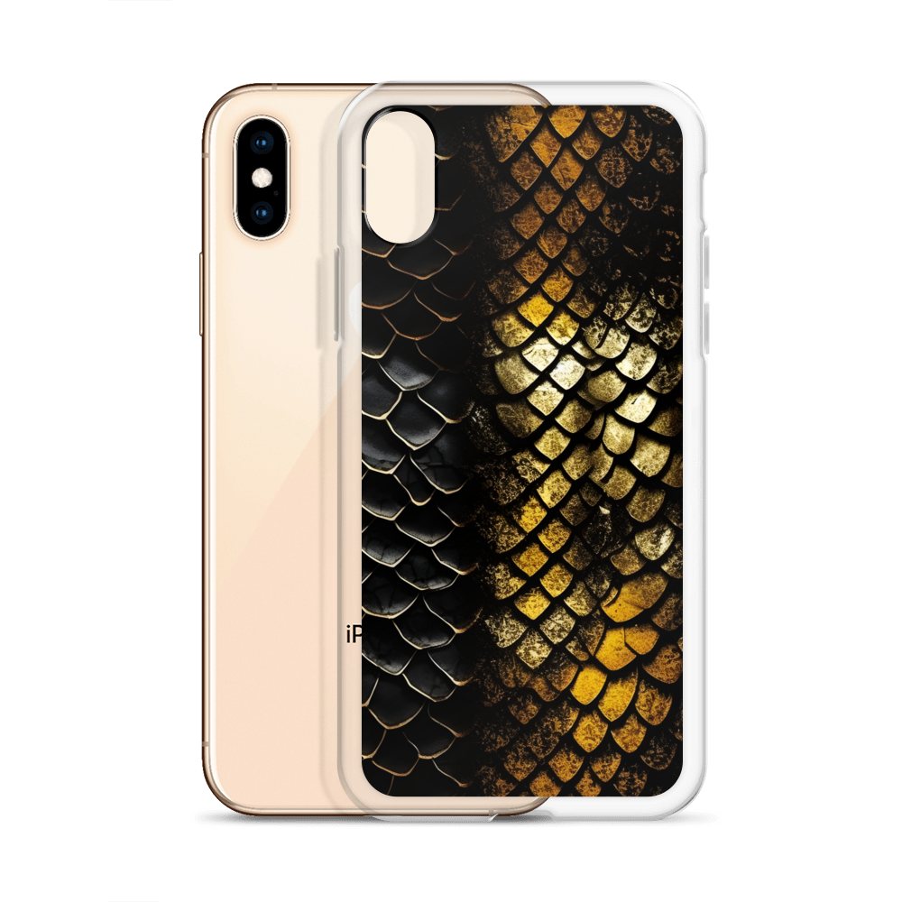 Elegant Black&Golden Snake Leather Pattern Clear Case for iPhone®