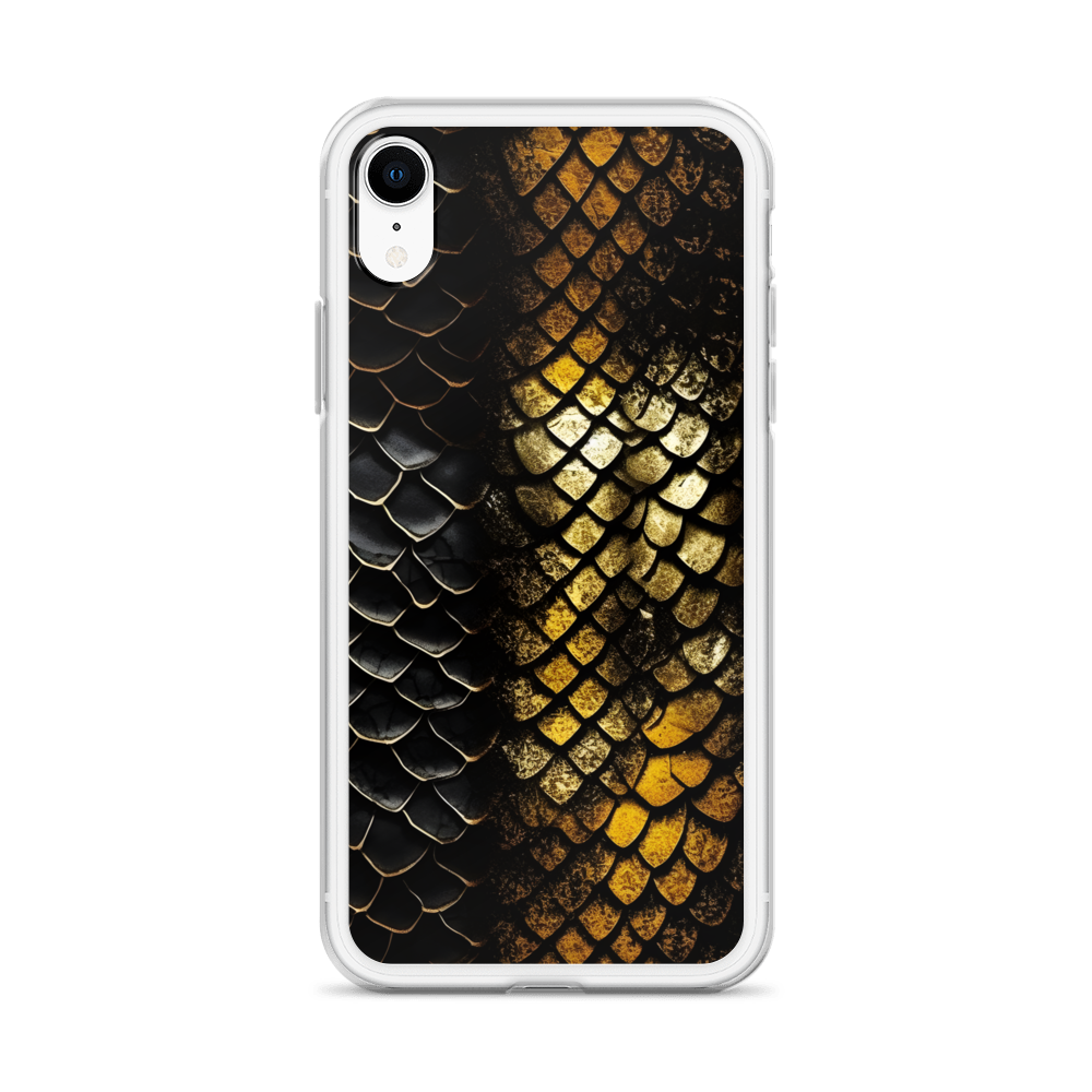 Elegant Black&Golden Snake Leather Pattern Clear Case for iPhone®