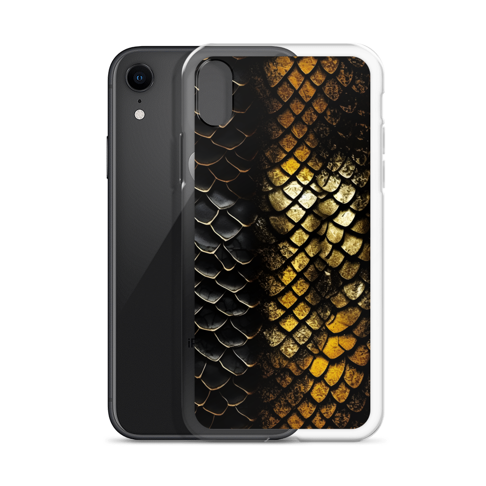 Elegant Black&Golden Snake Leather Pattern Clear Case for iPhone®