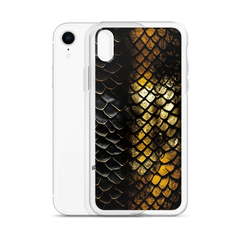 Elegant Black&Golden Snake Leather Pattern Clear Case for iPhone®