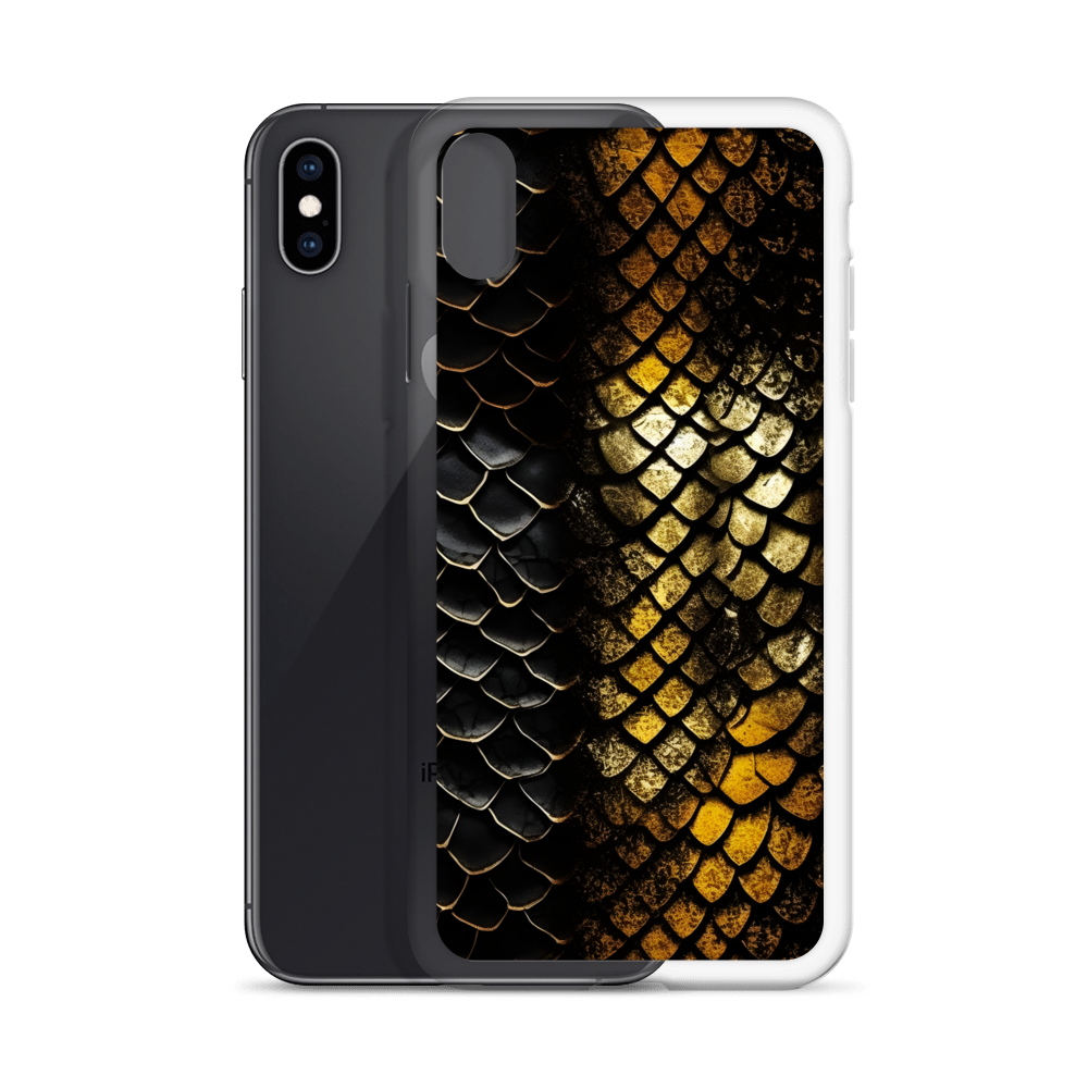 Elegant Black&Golden Snake Leather Pattern Clear Case for iPhone®