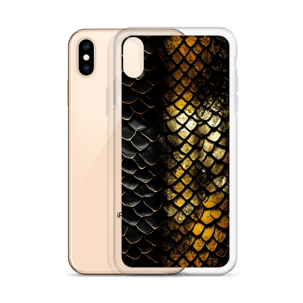 Elegant Black&Golden Snake Leather Pattern Clear Case for iPhone®