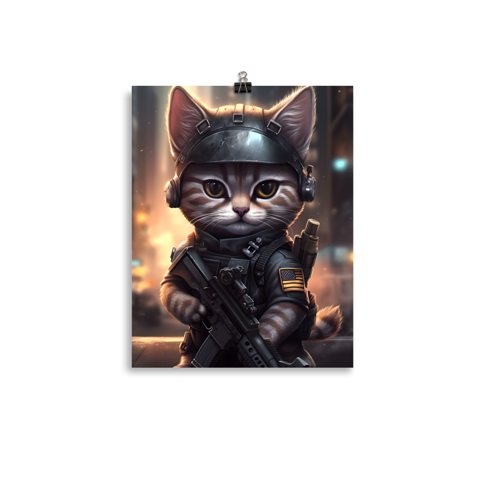 Soldier Kitten Poster